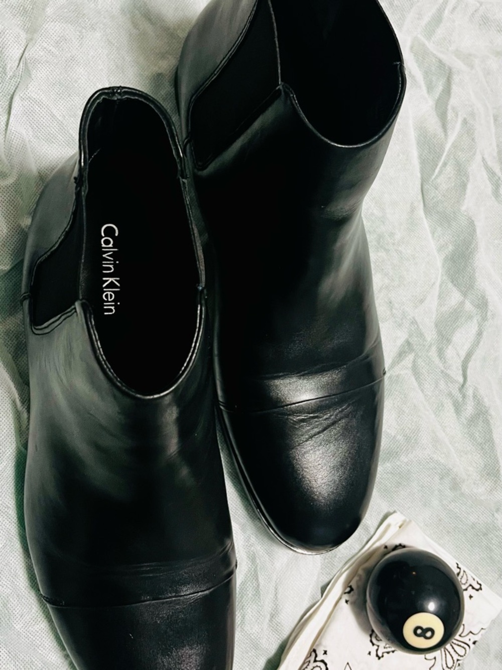 Calvin Klein Black Leather Chelsea Ankle Boots